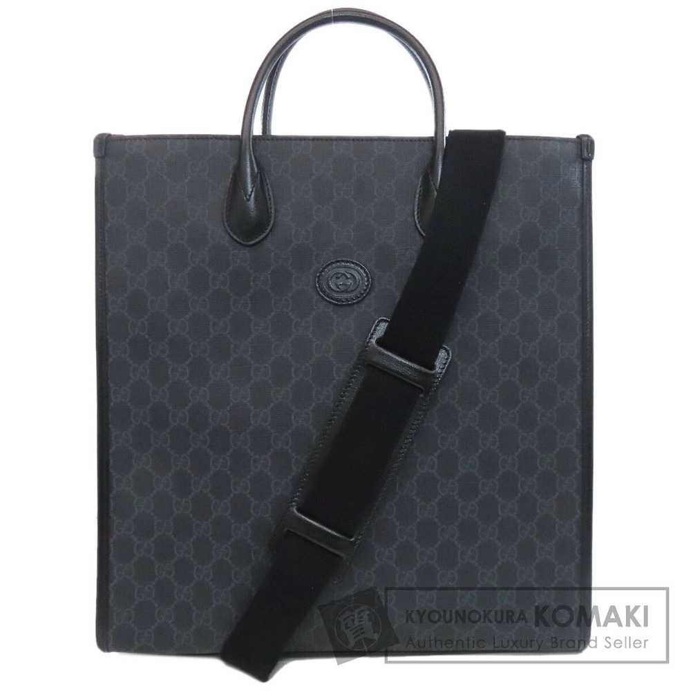 Gucci Interlocking Black Supreme Leather Tote with GG - Picture 2 of 11
